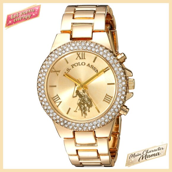 Gold-Tone Analog Watch with Crystal Bezel, Stainless Steel Bracelet, Adjustable main image 4
